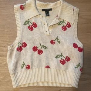 Forever 21 cherry sweater vest